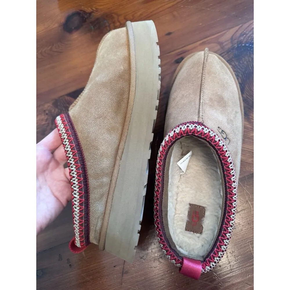 UGG Uggs Women's Tazz II Chestnut Leather Platform Lined Slippers US Size 11 - Image 5