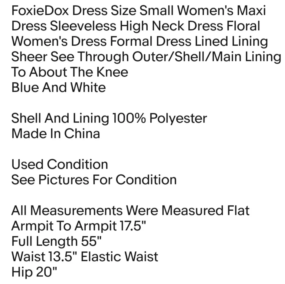 Foxiedox Dress Size Small Women's Maxi Dress Sleeveless High Neck Dress Floral - Image 8