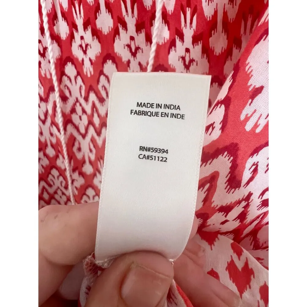 BeachLunchLounge Red and White Patterned Women's Boho Tank Top Ruffle Small S - Image 8