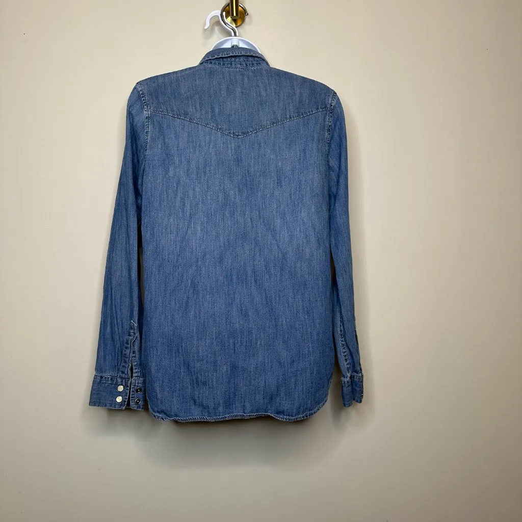 GAP Denim Blue Snap Button Western Shirt Women's Small - Image 3