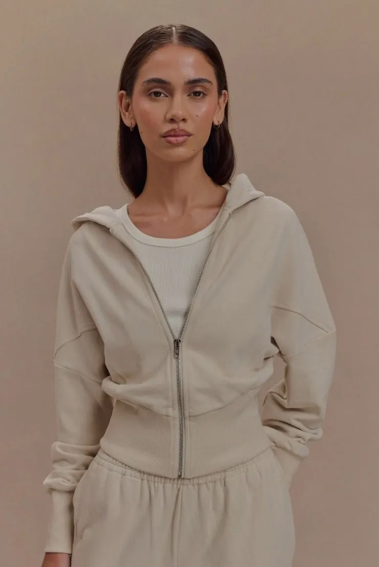 MESHki Blake Stone Cropped Zip Up Hoodie Flattering Sweatshirt Size Small - Image 1