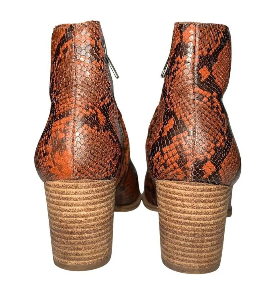 Madewell The Rosie Boot Women's Size 6.5 Red Snake Embossed Leather Ankle Bootie - Image 4