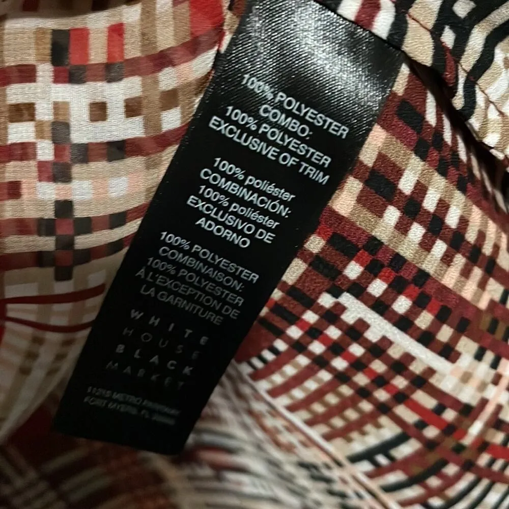 White House Black Market Geometric Blouse XS Asymmetrical Sleeveless Ruffle - Image 4