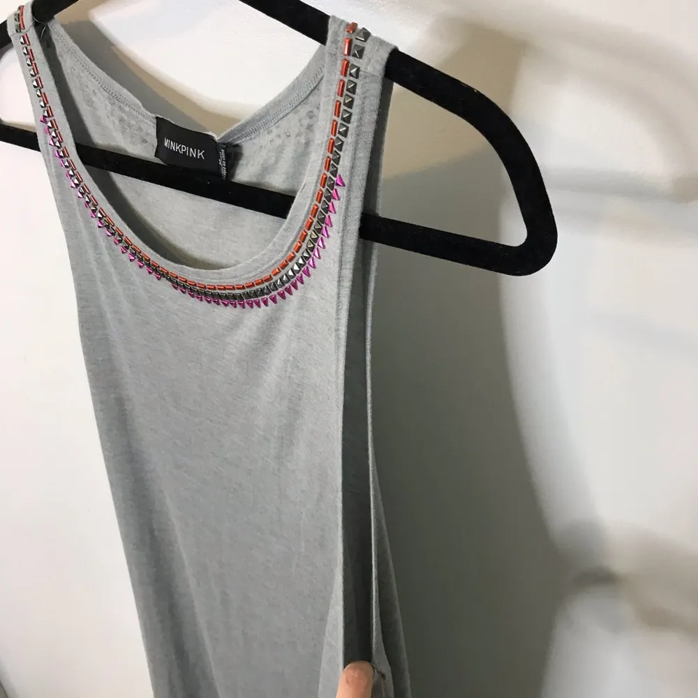 Gray Swing dress minkpink Embellished Neckline M Swingdress casual summer vacay - Image 5