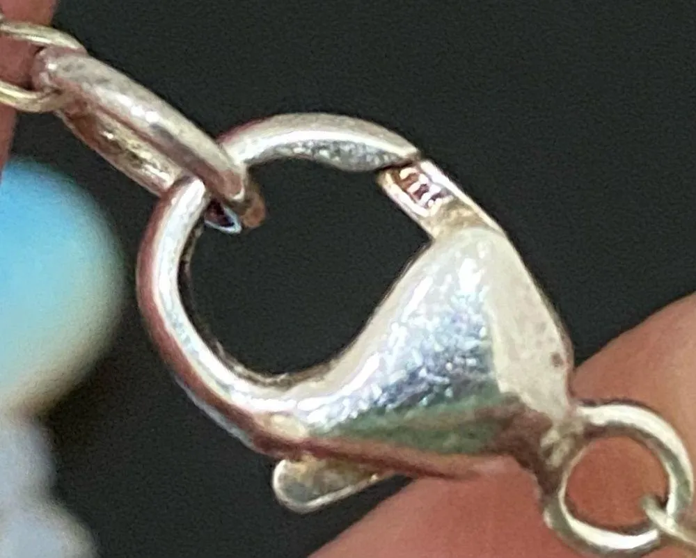 Opalite Teardrop Top Drilled Beaded 18” Necklace W/ Sterling Silver Clasp 32g. White - Image 14