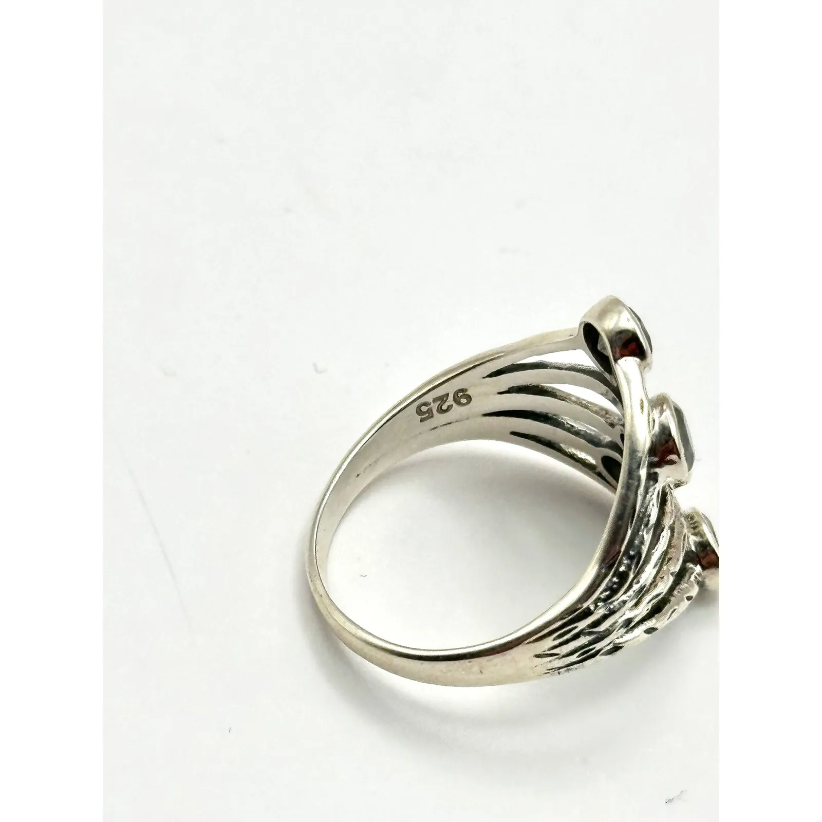 Faceted 5 Stone Labradorite Sterling Silver Handmade Ring Size 9 - Image 5