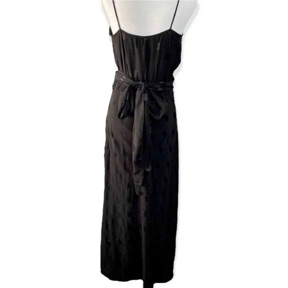 Zara Wrap Dress Polka Dot Satin Velvet Faux Sash wedding guest date size small - Image 5