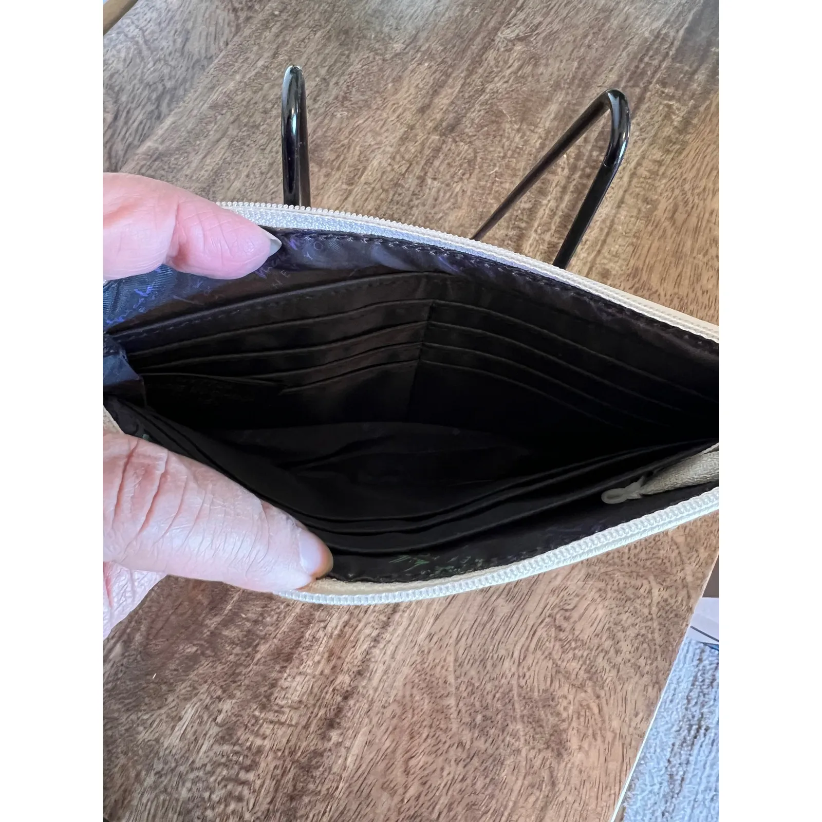 Nicole Miller‎ NY Wristlet Clutch Faux Leather Wallet Card Holder Beige - Image 5