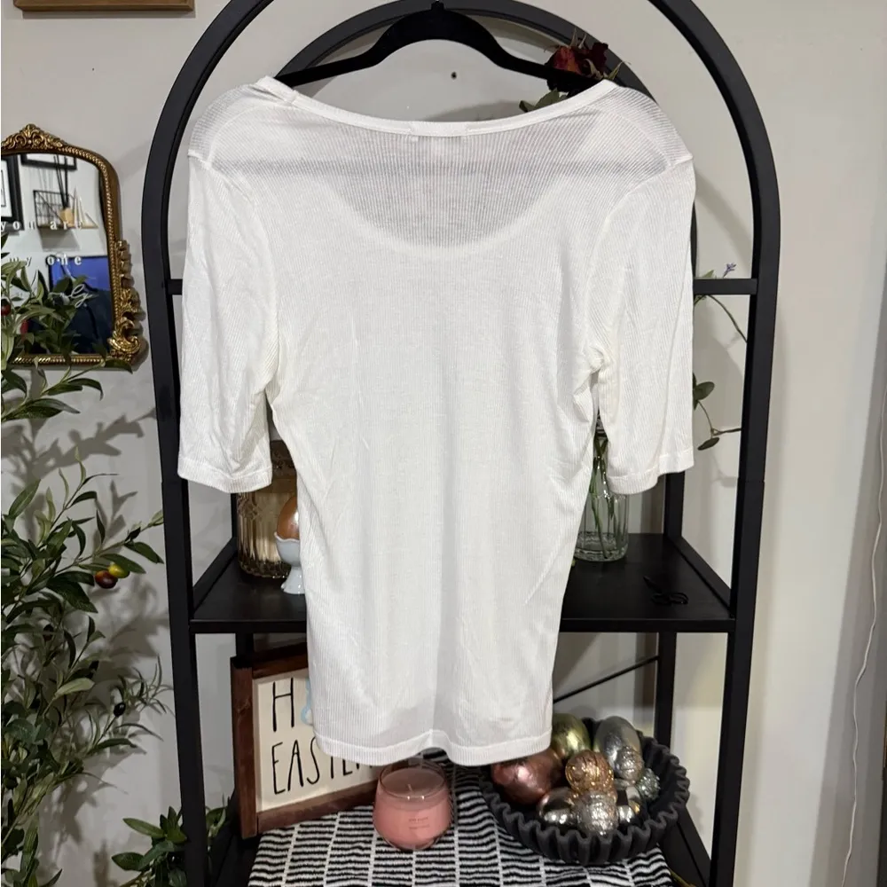 Agolde White Fitted Short Sleeve T-Shirt size large - Image 7