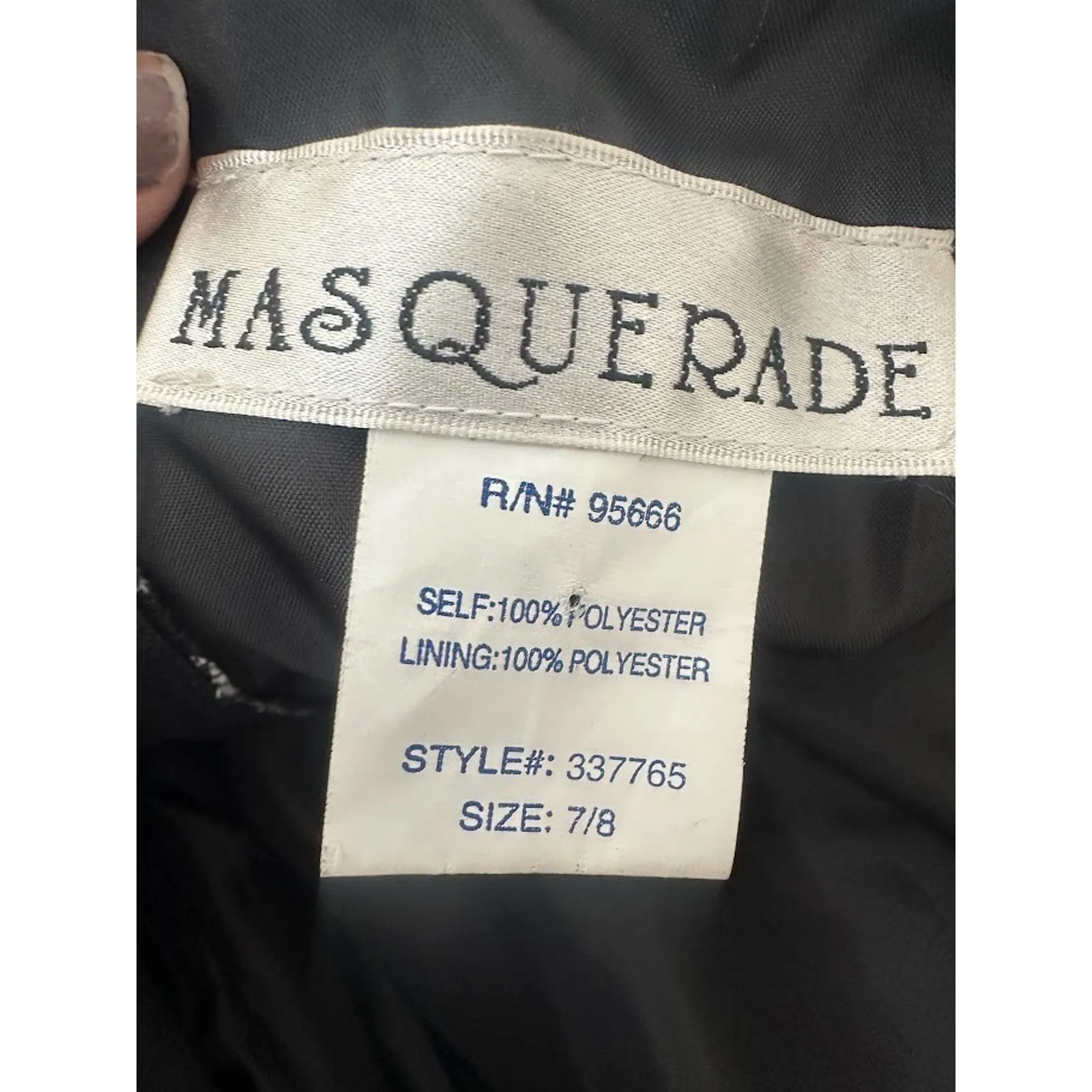 Masquerade Dress Black Cream Y2K Formal Prom Party Cocktail Ribbon Belt Size 7/8 - Image 6