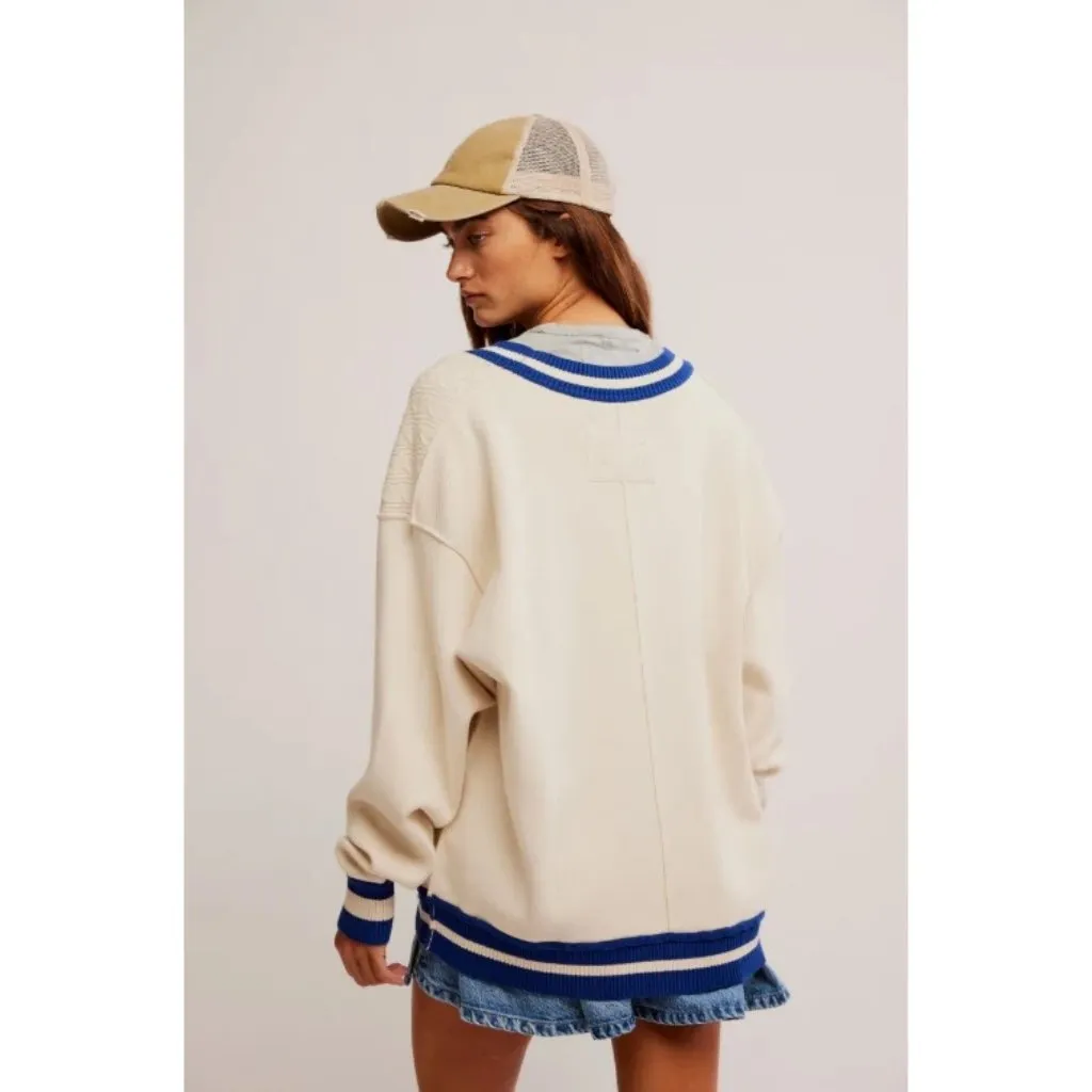 Free People x We The Free Varsity Cardi in Ecru Small New Womens Sweater Knit - Image 12