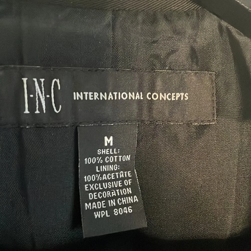 INC Black White Embroidered Circles Double Breasted Blazer Medium Preppy Coat - Image 6