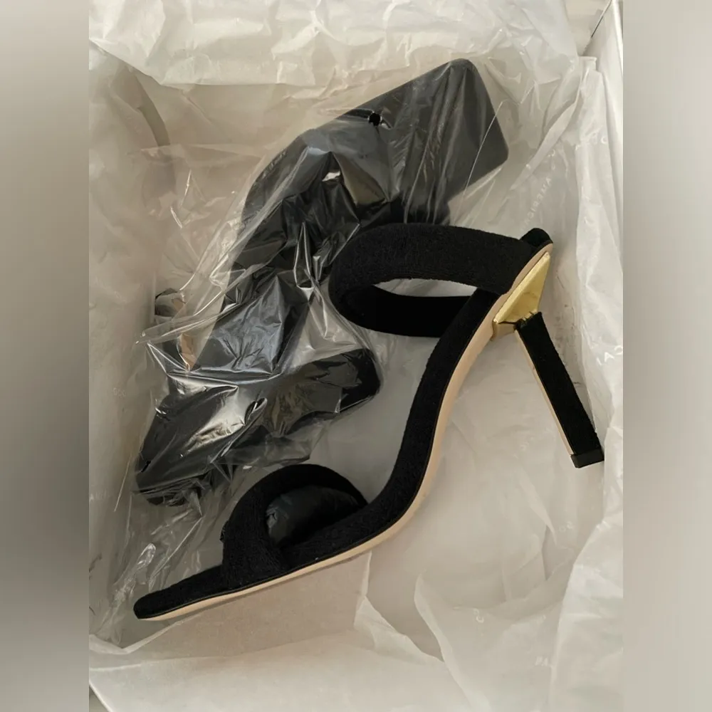 NIB Good American Terry Ankle Wrap Sandals Black Size 10.5 - Image 4