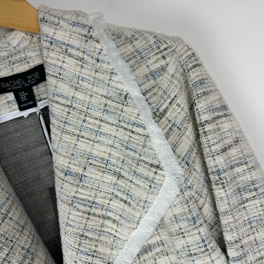 NWT Rachel Zoe Tweed Fringe Open Front Blazer Jacket Sz Medium - Image 4