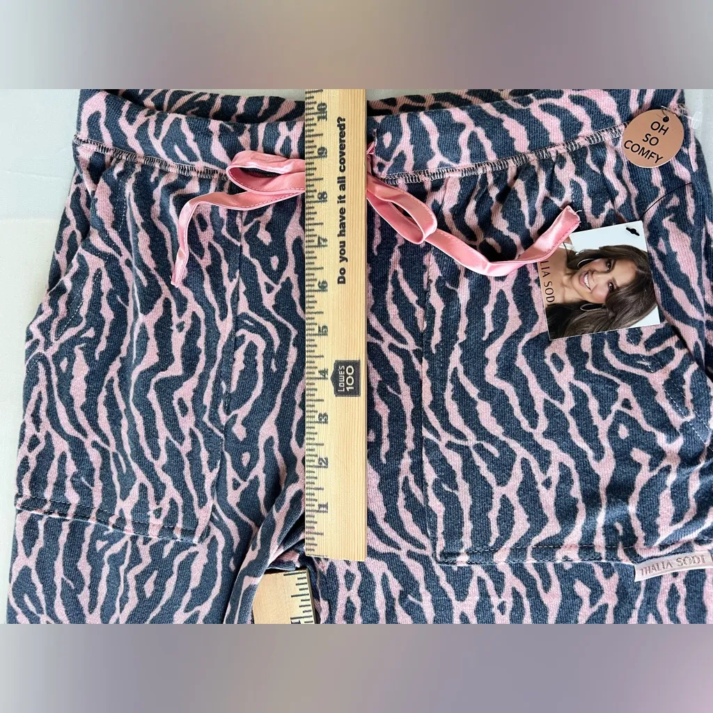 Thalia Sodi Lounge Pants Women’s Sz Medium Pink Gray Zebra Drawstring NWT Comfy - Image 7