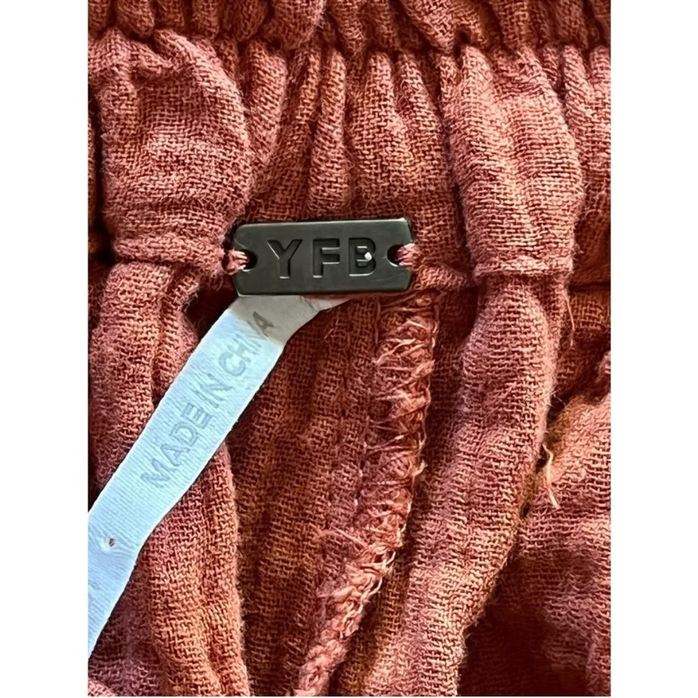 Young fabulous & broke palazzo wide leg rust tie front pants boho size small - Image 4