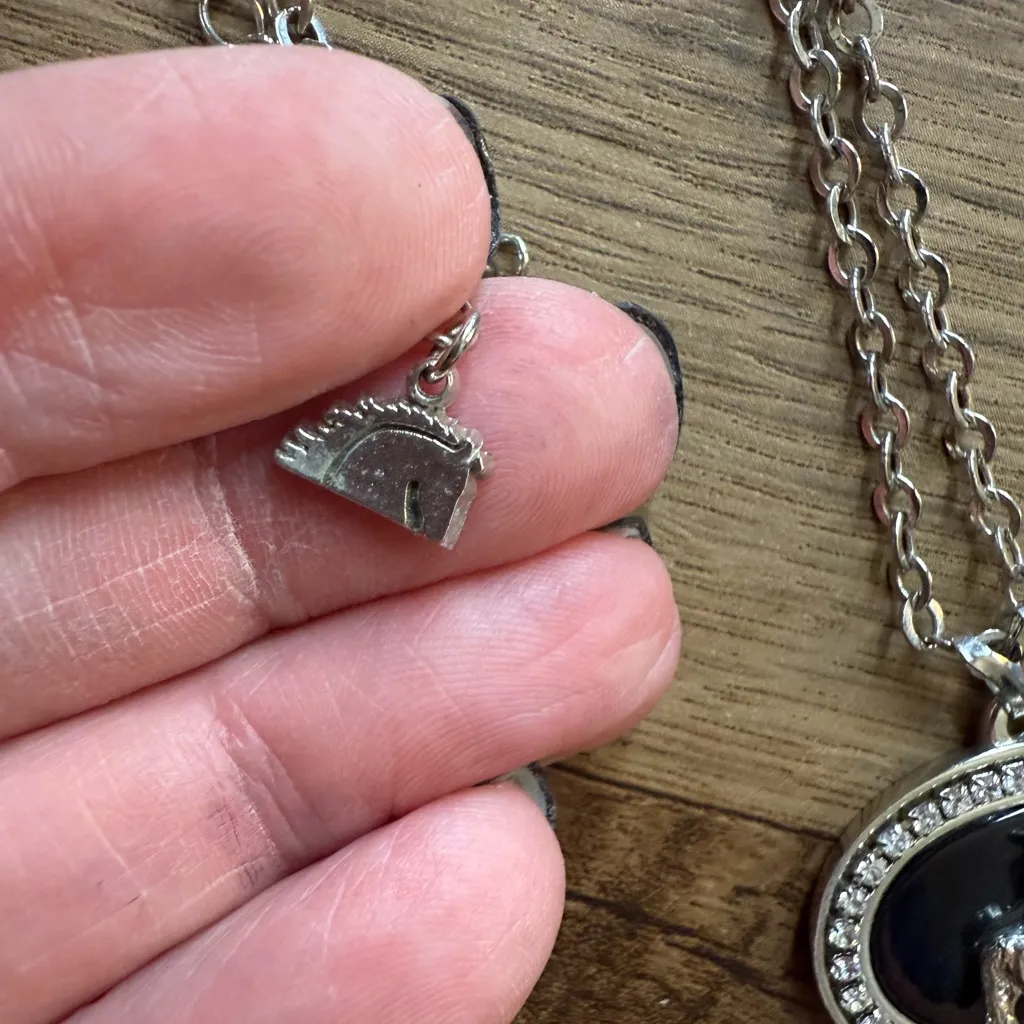 Rhinestone Cowboy Pendant Necklace Silver - Image 6