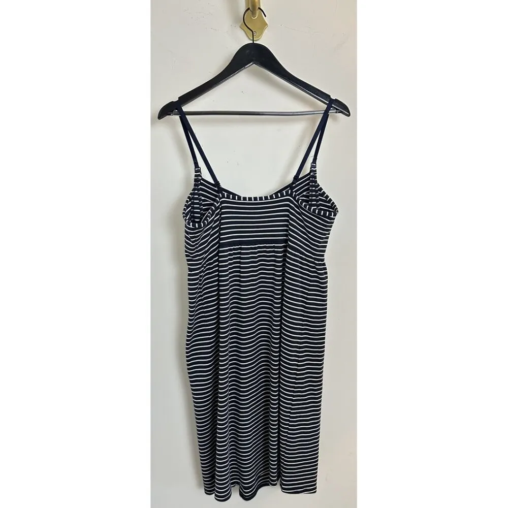 PETITE PLUME Pima Maternity Nightgown in Navy Stripes Size Small White - Image 6