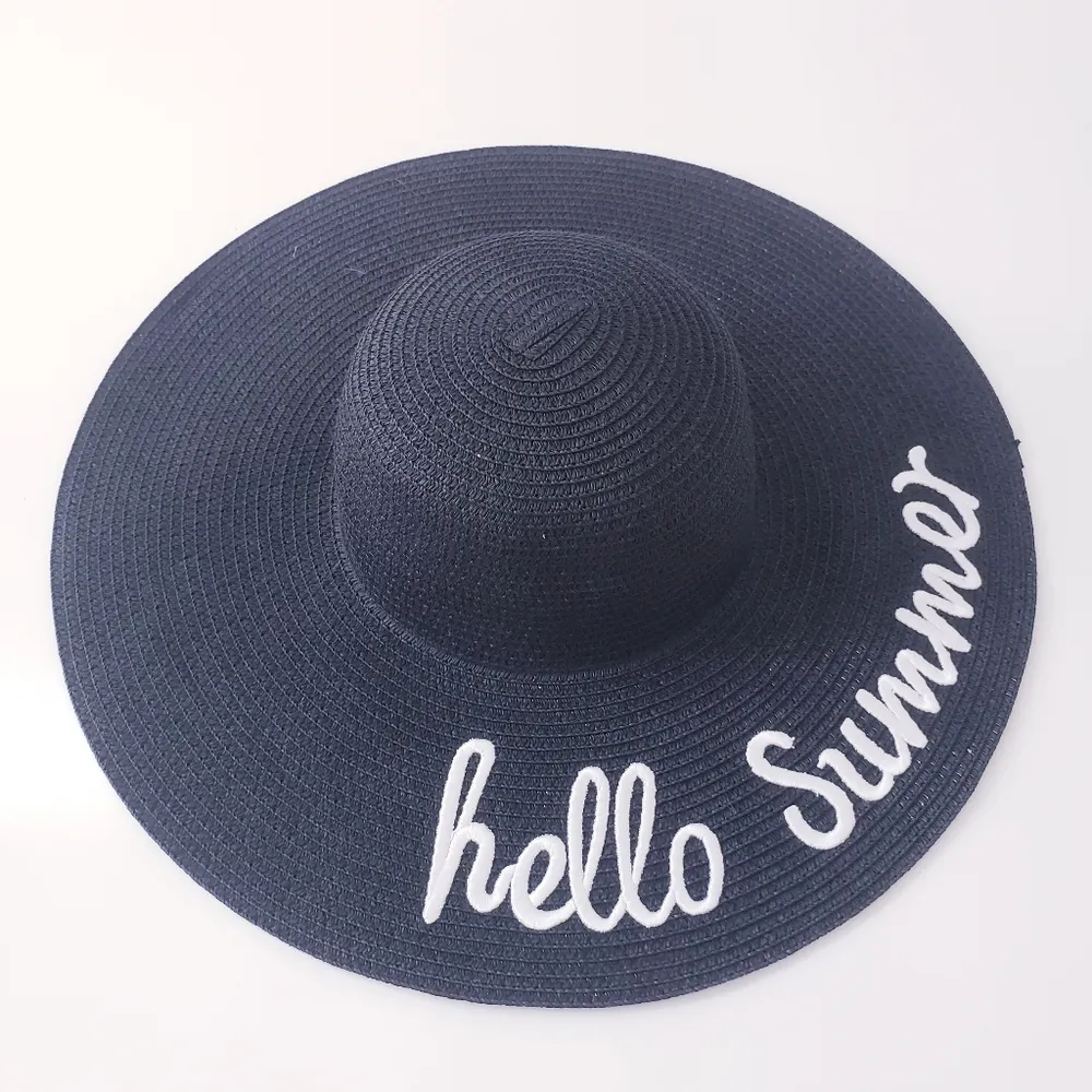 Lucky 7 Sun Hello Summer Hat Black - Image 2