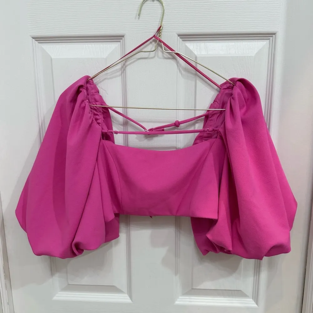 ZARA Pink Puffy sleeve blouse top MEDIUM - Image 2
