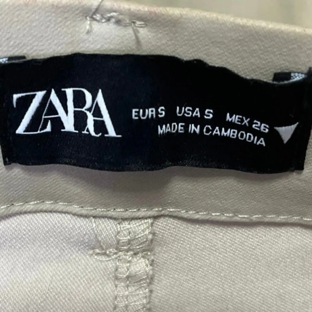 Zara Beige Faux Vegan Leather Skinny Slim High Waist Trousers Pants Size S - Image 4