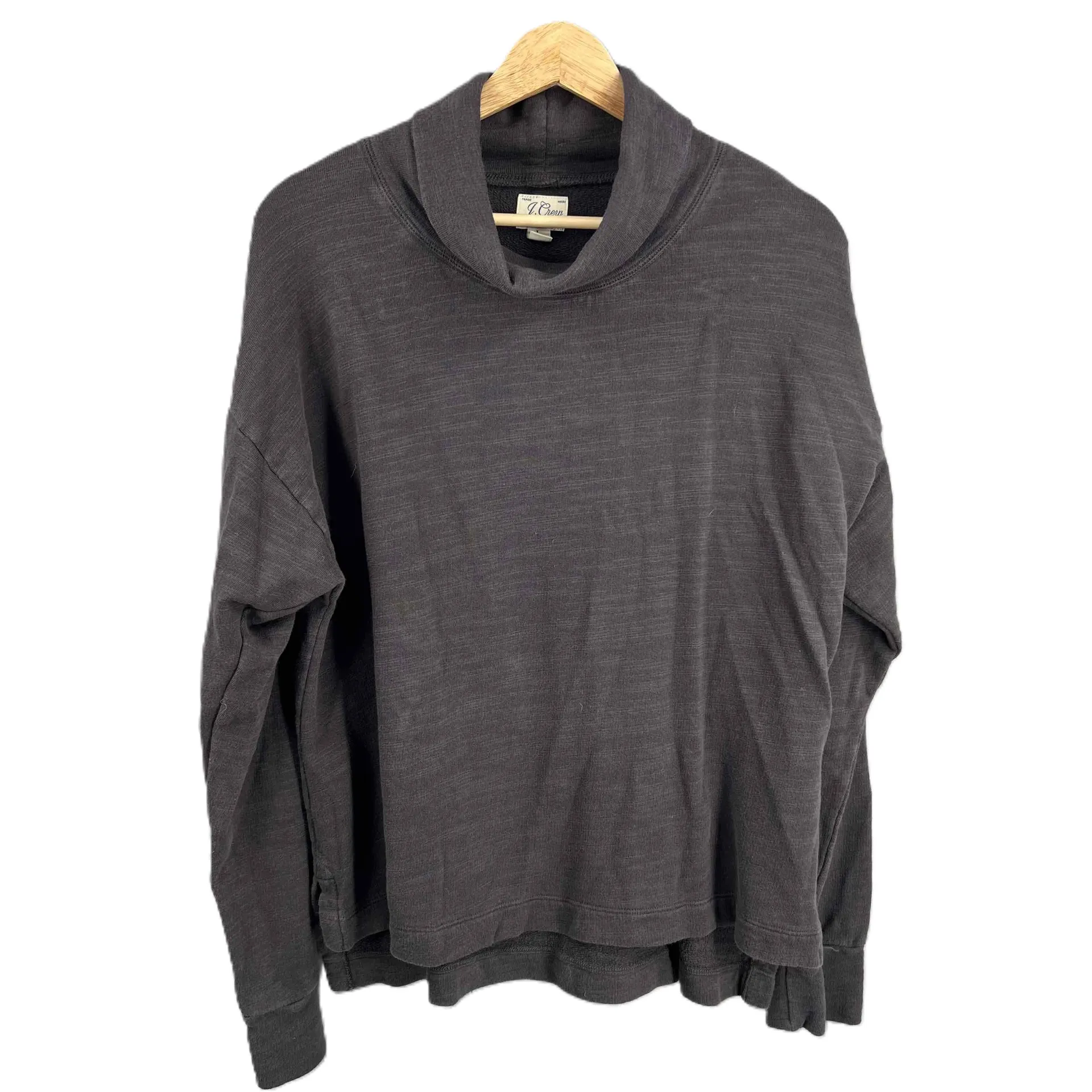 J.Crew Dark Grey High Neck Boxy Oversized Vintage Fleece Sweatshirt Womens Large Gray - Image 1
