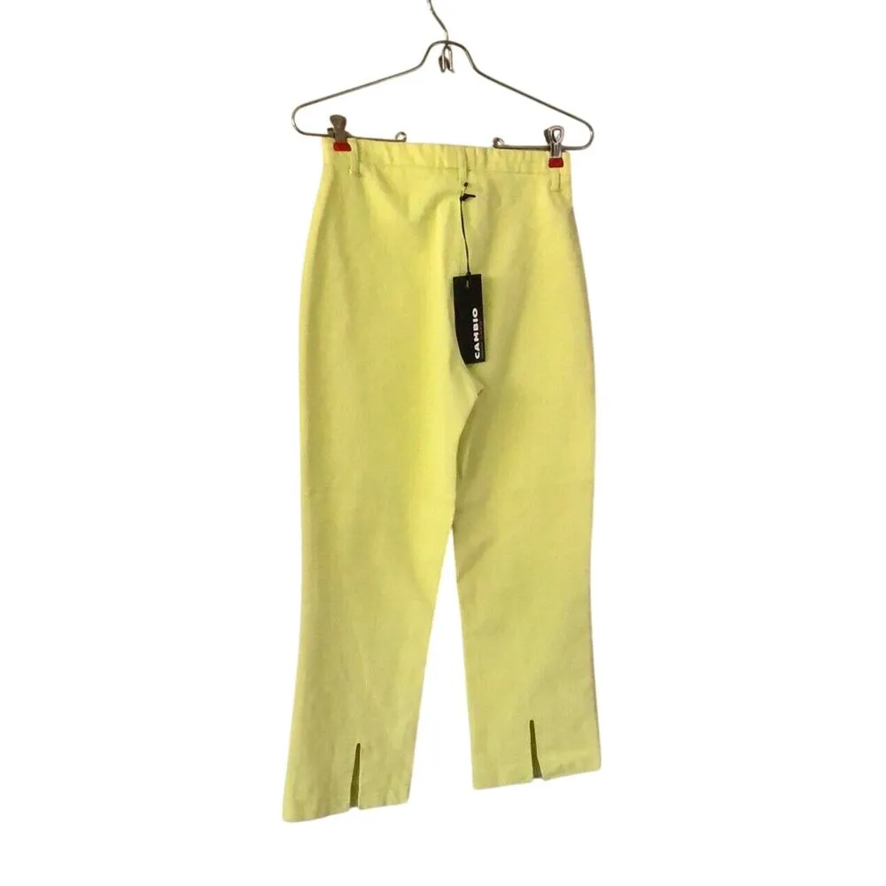 Cambio Mary Modern Classics Denim Pant 4/6 S Chartreuse Back Slit Capri $165 NWT Green - Image 4