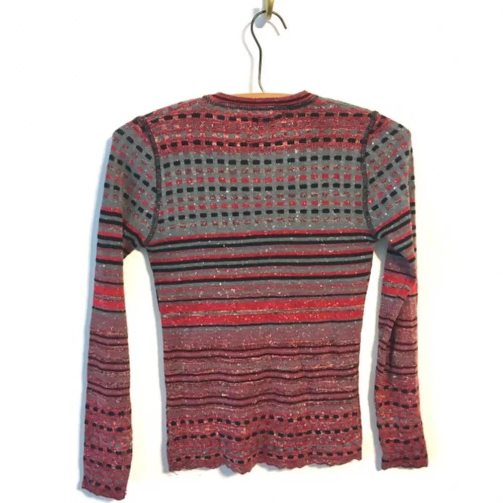 1970s Vintage Slub Knit Space Dye Embroidered Top - Image 5