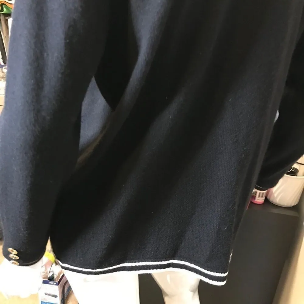 Ballantyne Cashmere Cardigan Sweater Blue Medium Black - Image 11