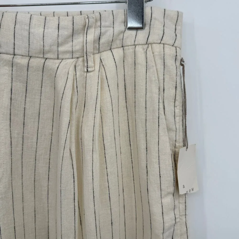 A New Day pants 16 linen blend wide leg pinstripe nautical beach NEW - Image 3