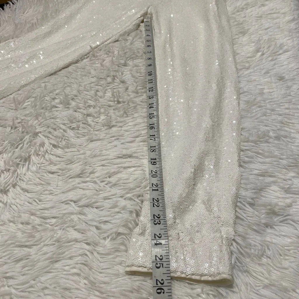 NEW Bebe Sequin Joggers in White Extra Small - Image 7