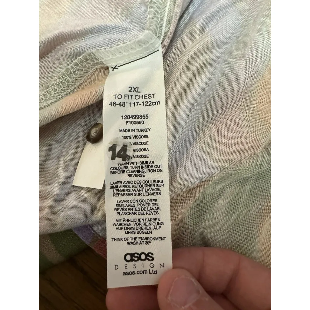 Asos Design Colorful Button Up Shirt Womens Sz 2XL To Fit‎ Chest Viscose Preppy - Image 8