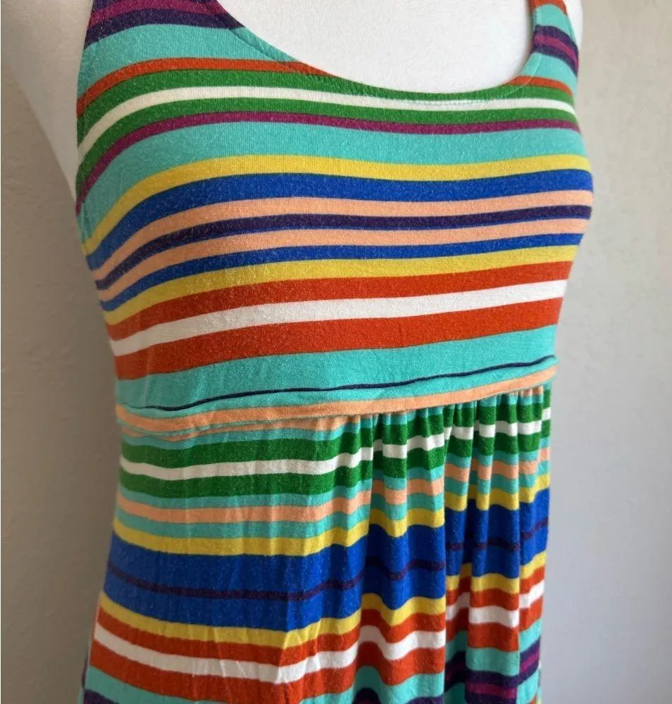 Calvin Klein Blue Orange Multi Stripe Strappy Racerback Maxi Sundress Womens 8 - Image 2