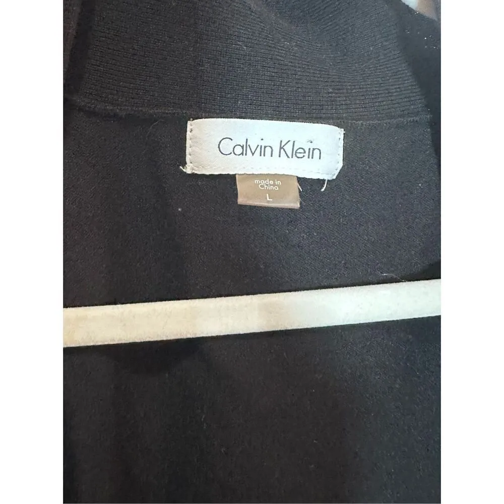 Calvin Klein Womens black cropped long sleeve open cardigan sz L - Image 3