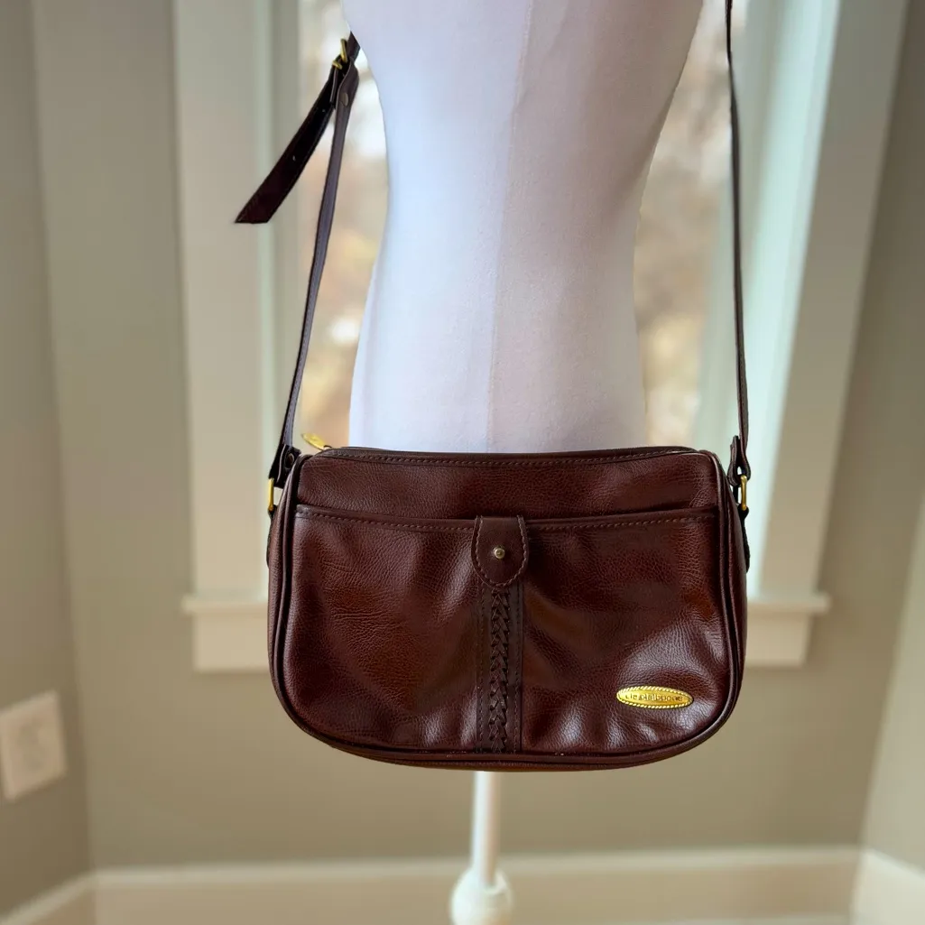 Vintage 80s 90s Liz Claiborne Oxblood Burgundy Dark Red Braided Detail Purse Bag - Image 9