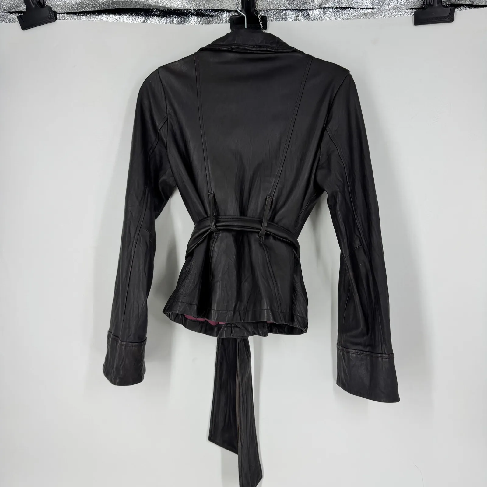 Burning Torch Brown 100% Leather Belted Jacket - Image 3