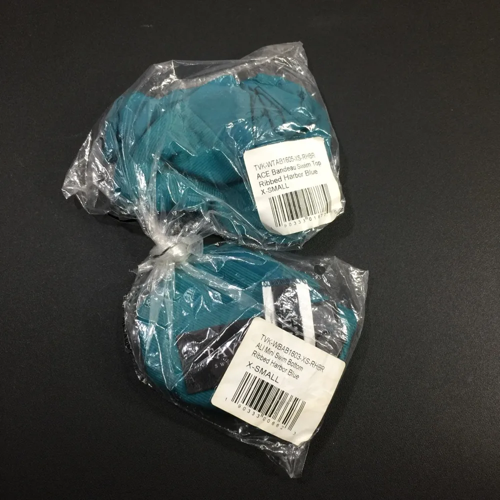 Tavik ACE Bandeau Swim Top Ribbed Harbor Blue Ali Bottoms XS - Image 4