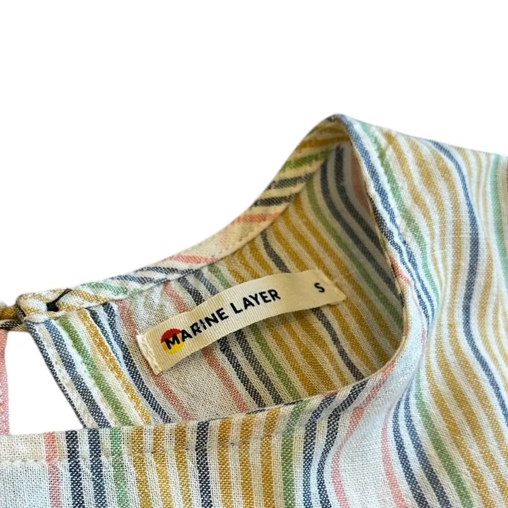 Marine Layer Colorful Stripe Mini Dress Fit-N-Flare Linen Blend Size Small Women - Image 10