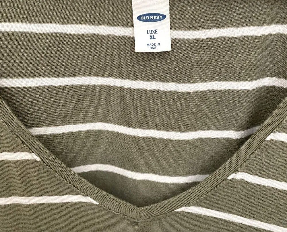 LUXE Olive Green and White V-Neck Tunic Tee - Image 3