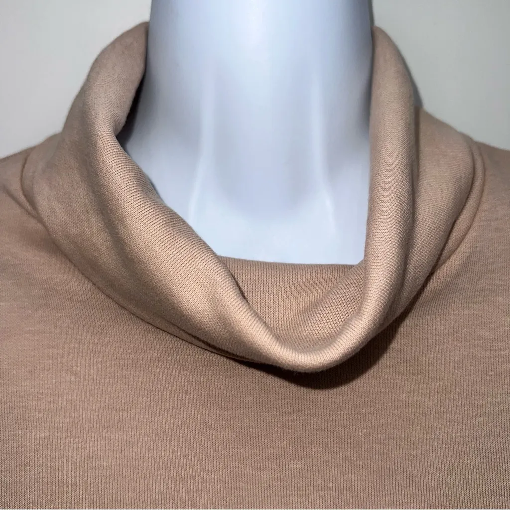 Zara Elegant Blush Tan Women's Turtleneck Sweatshirt Dress w/3/4 Sleeveless-Sz L - Image 4