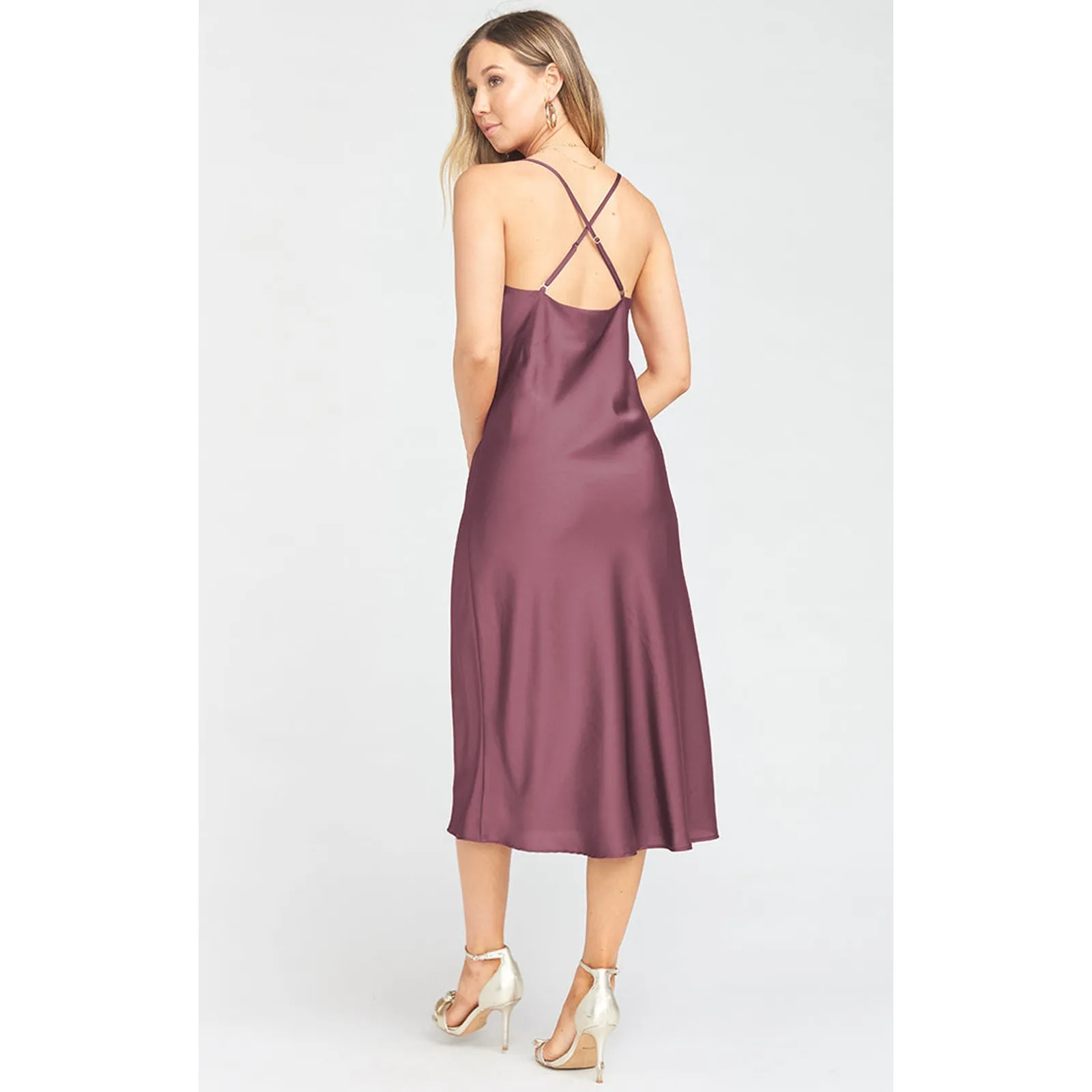 Show Me Your Mumu Verona Cowl Dress Dusty Plum Luxe Satin XXS NWT - Image 10
