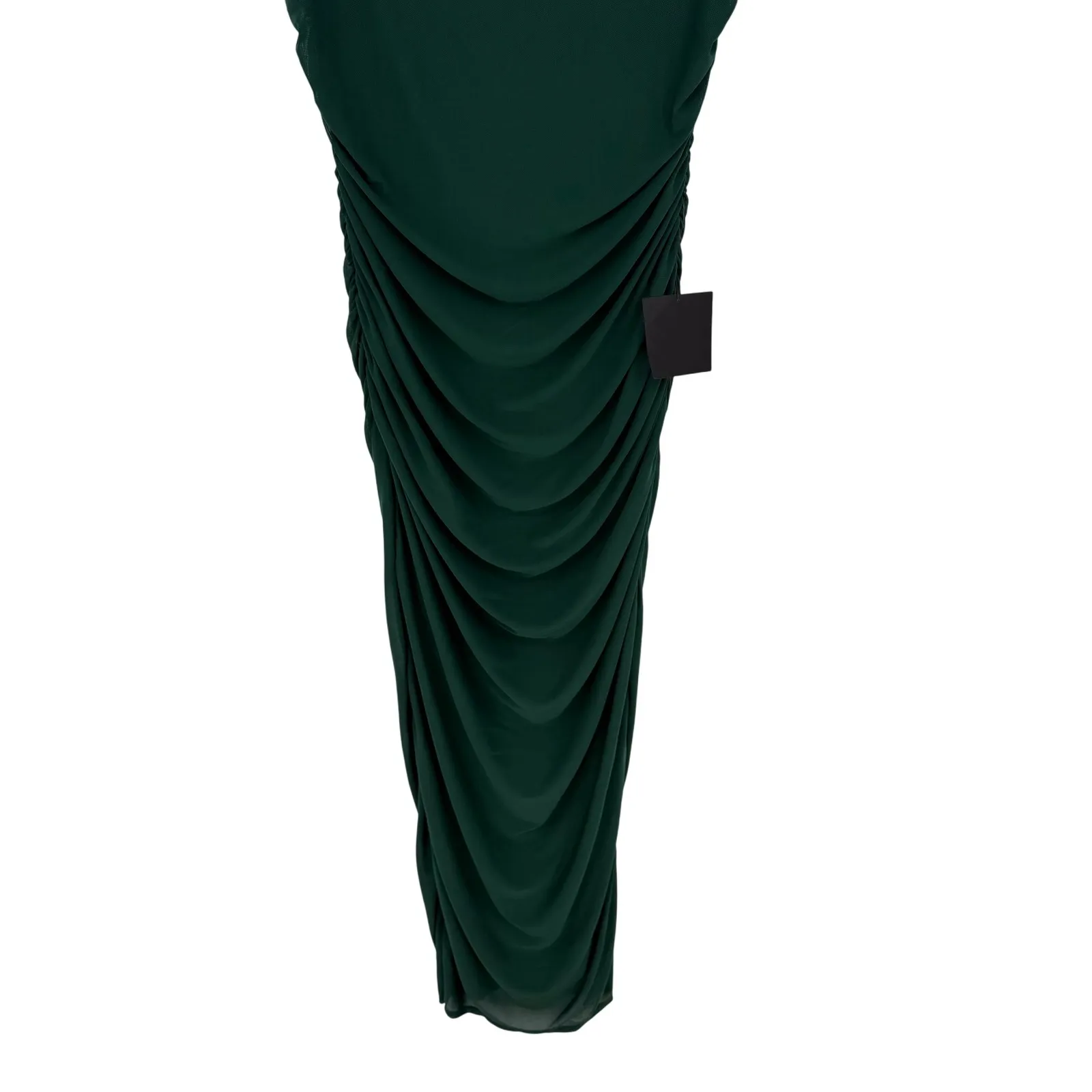 Lulus Amazing Presence Dark Green Mesh Ruched Column Maxi Dress Size XL - Image 7