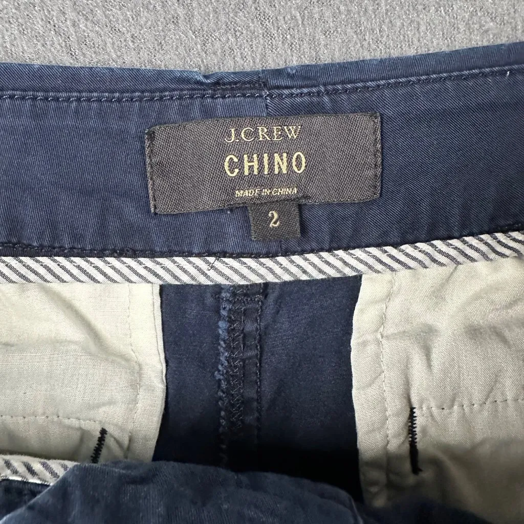 J.Crew Womens 2 Navy Flat Front Chino Shorts Cotton Casual Summer Wear‎ - Image 4
