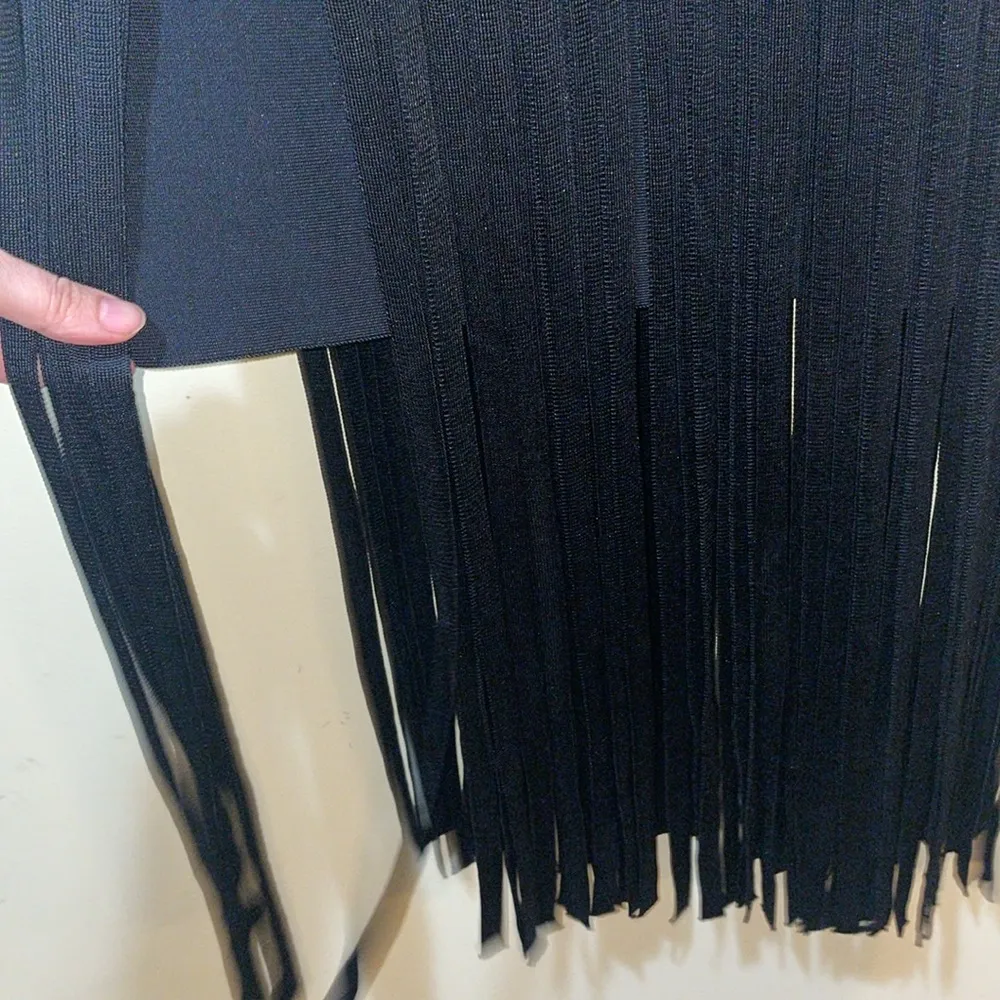 Women’s New Herve Leger x Forever 21 Transparent Black Bustier Fringe Bustier Ba - Image 7