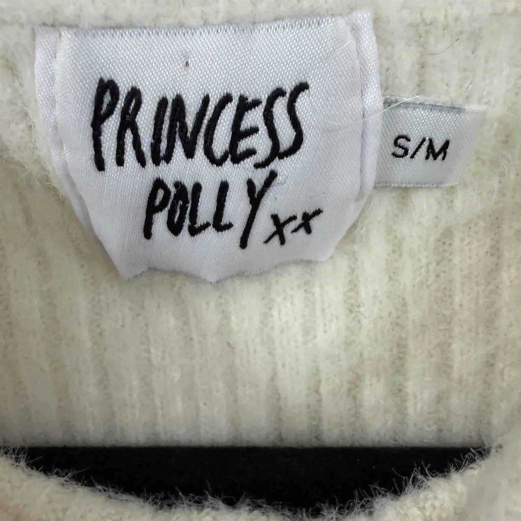 Princess Polly White Knit Sweater Size S/M - Image 3