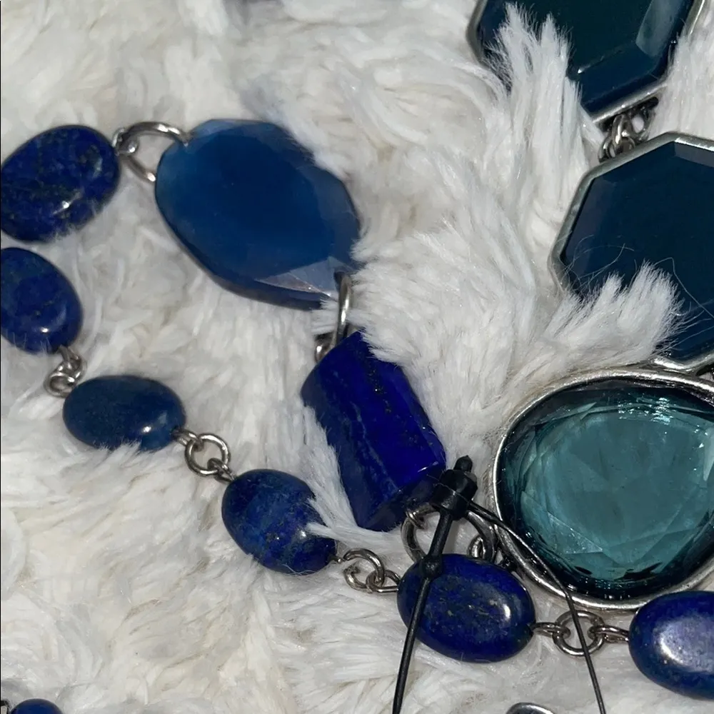 NWT $58 Chico's Blue Beaded Necklace with Glossy Finish - Image 3