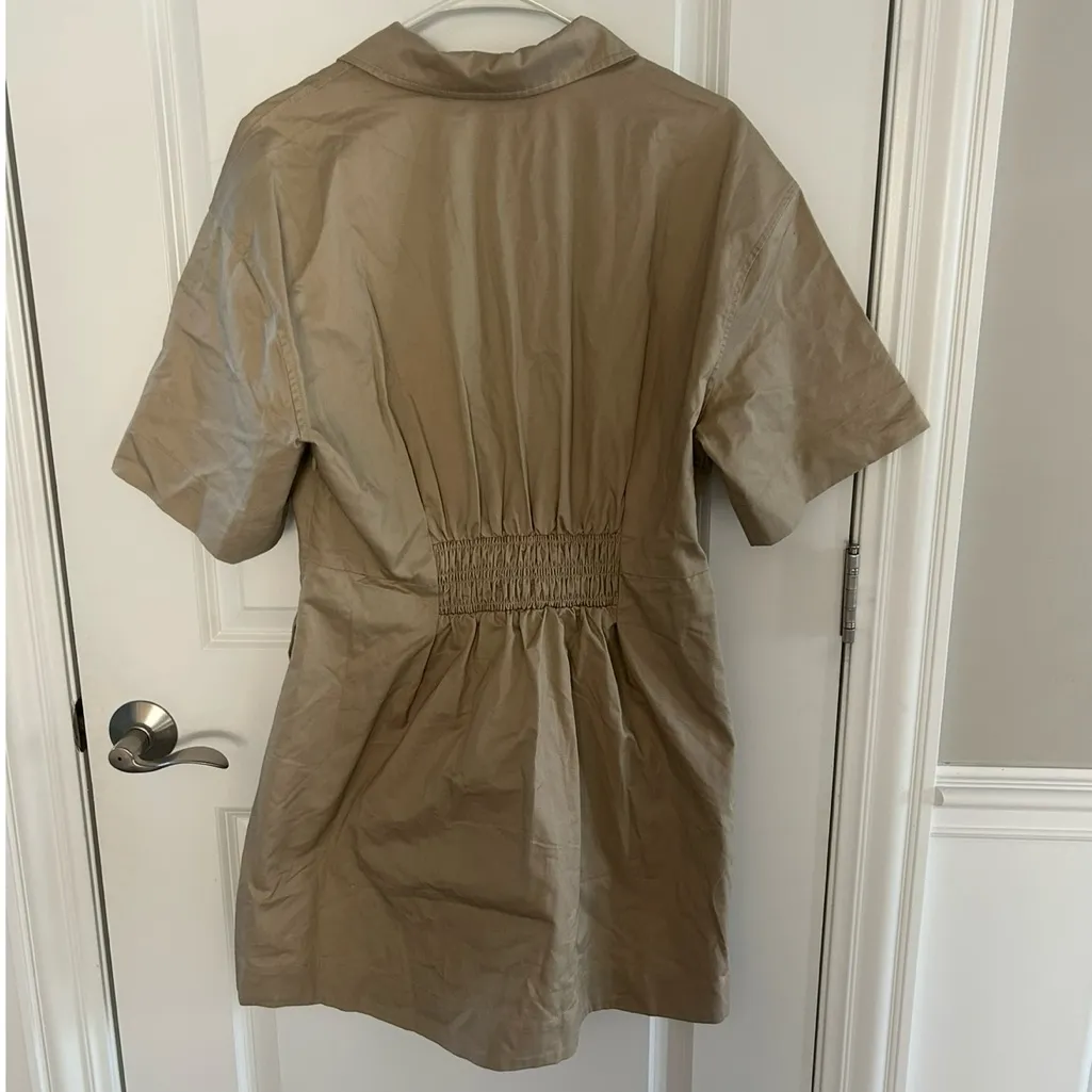 REISS Cotton Pleated Shirt Dress - Image 7