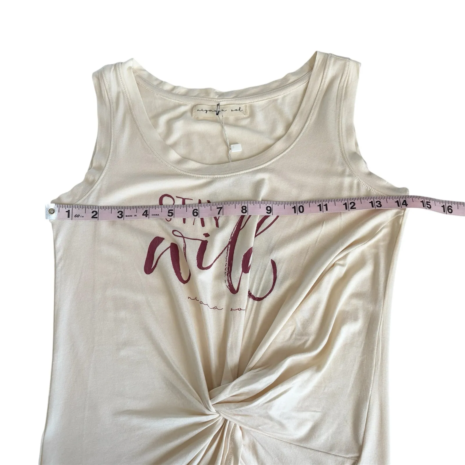 Niyama Sol Stay Wild Cream Twist Front Athletic Tank Top Women’s Athleisure XS - Image 4