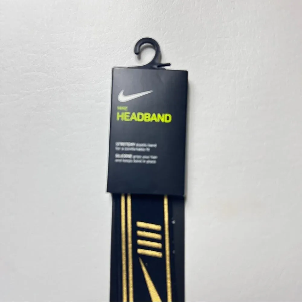 Nike Pro Women's Athletic Sporty Workout  Gym Metallic Headband Black and Gold - Image 8