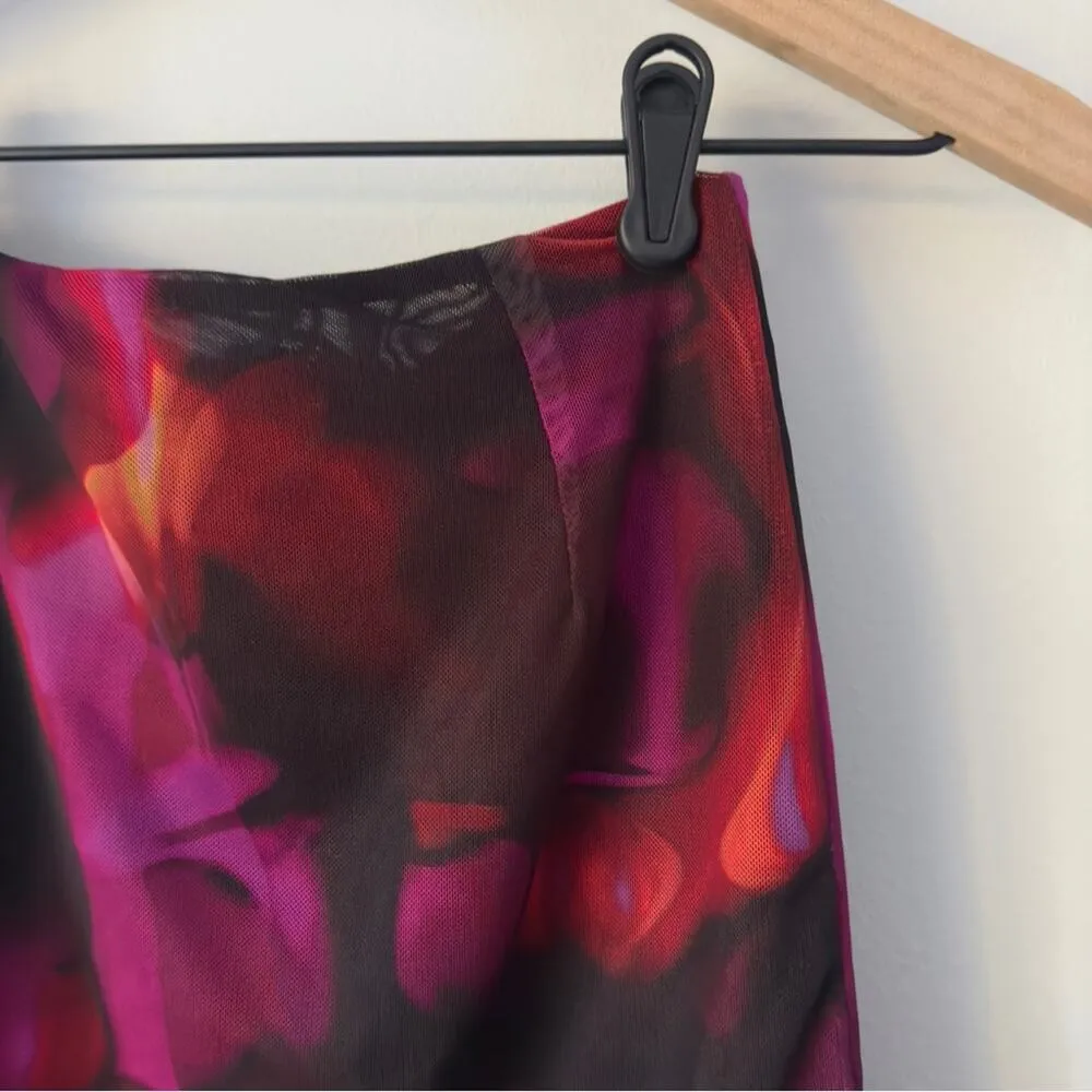 White Fox Mesh Slit Hem Front Mini Skirt Zipper Zip Up Back Stretch Sexy Short - Image 7